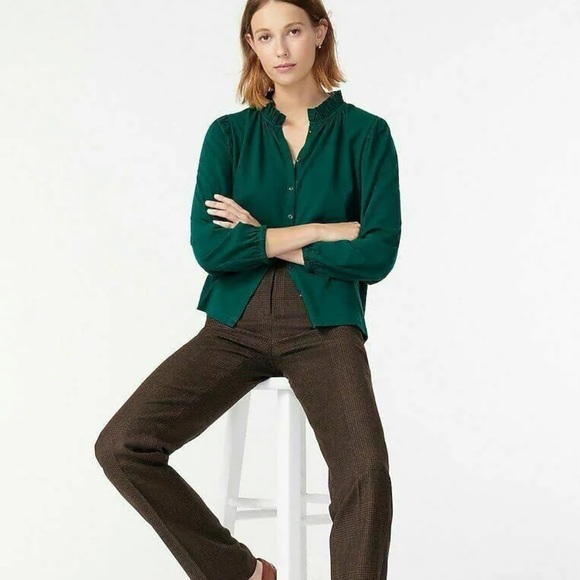 NWT! Jcrew Ruffleneck button-up top - Picture 2 of 9